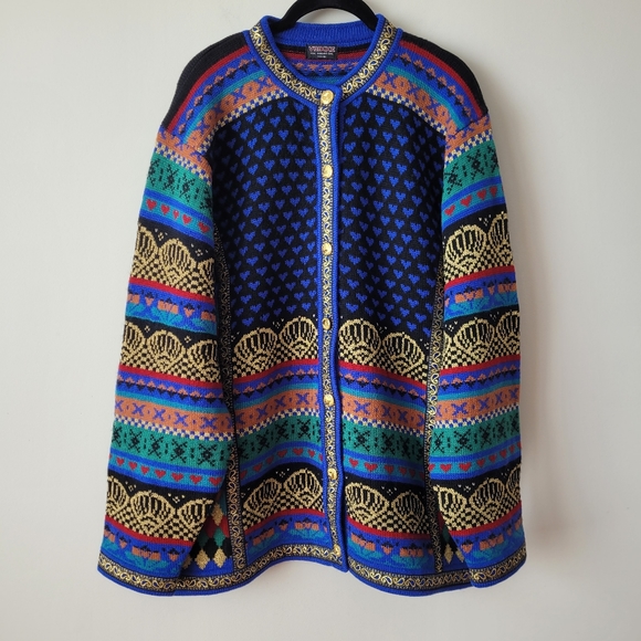 Vrikke of Norway Irene Haugland Zahl Designed Scandinavian Wool Cardigan XL - Picture 15 of 16